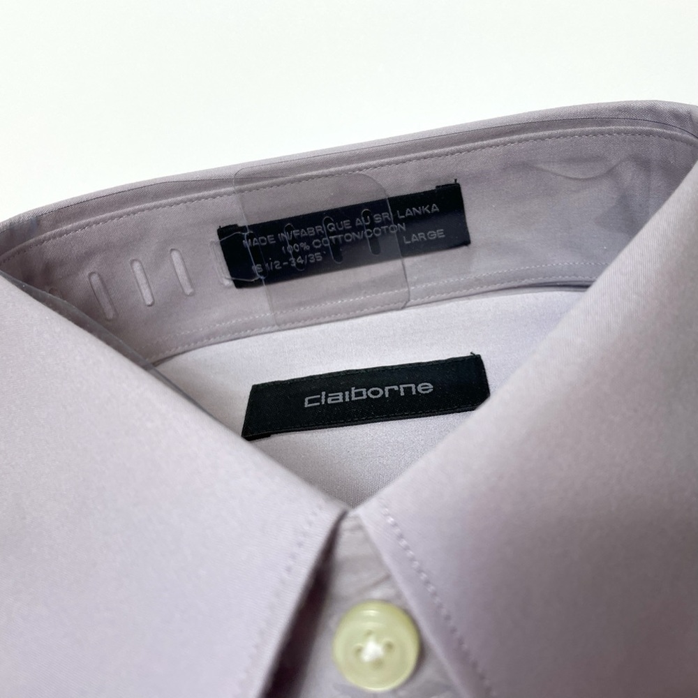 Vintage Claiborne Purple Dress Sport Shirt SZ L 16.5 34 35 Mens Career Buttons - Picture 7 of 7